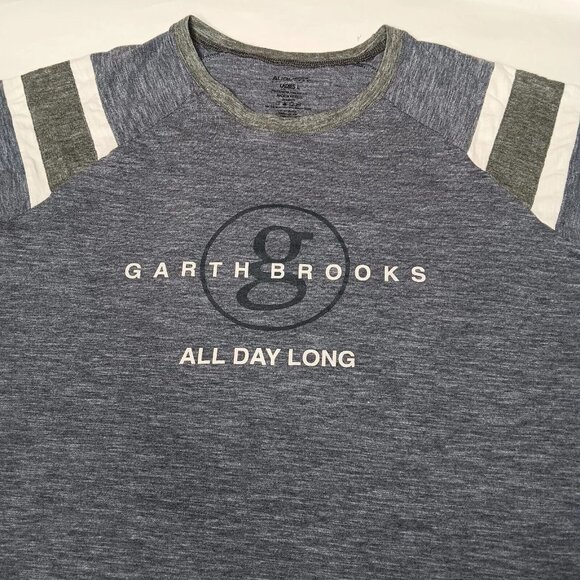 Garth Brooks All Day Long Large T Shirt Blue Gray Burnout Stripe Country Music - Picture 2 of 10